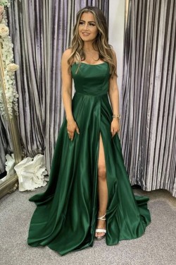 A-Line Long Green Prom Dress Formal Evening Gowns 901189