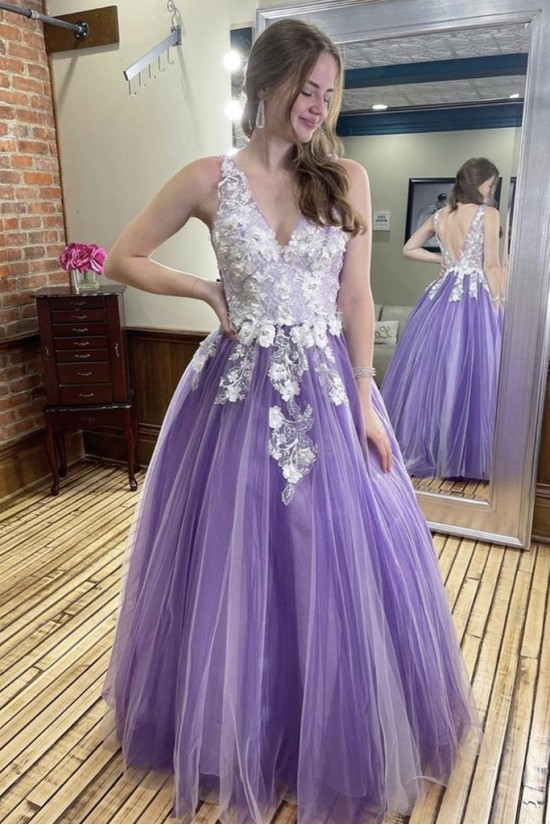 A-Line Lace and Tulle Prom Dress Formal Evening Gowns 901193 A-Line Lace and Tulle Prom Dress Formal Evening Gowns 901193