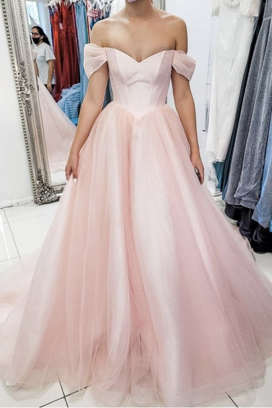 A-Line Long Pink Tulle Prom Dress Formal Evening Gowns 901194 A-Line Long Pink Tulle Prom Dress Formal Evening Gowns 901194