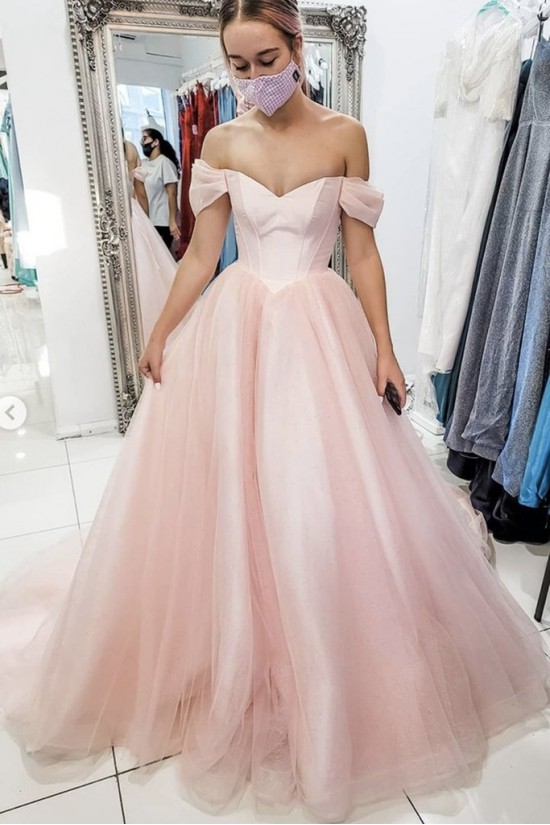 A-Line Long Pink Tulle Prom Dress Formal Evening Gowns 901194 A-Line Long Pink Tulle Prom Dress Formal Evening Gowns 901194