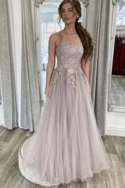 A-Line Lace and Tulle Prom Dress Formal Evening Gowns 901196