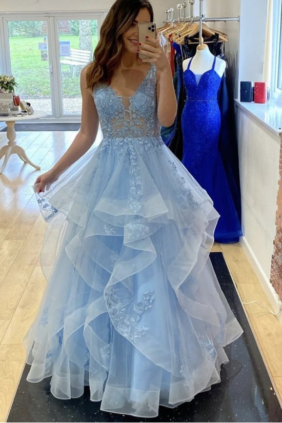Long Blue Lace Prom Dress Formal Evening Gowns 901197 Long Blue Lace Prom Dress Formal Evening Gowns 901197