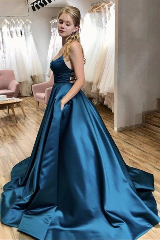 A-Line Satin Spaghetti Straps Prom Dress Formal Evening Gowns 901200 A-Line Satin Spaghetti Straps Prom Dress Formal Evening Gowns 901200