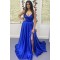 Long Blue V Neck Prom Dress Formal Evening Gowns 901202