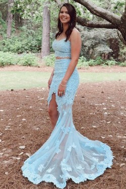 Lace Two Pieces Prom Dress Formal Evening Gowns 901203