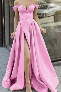 Long Satin Off the Shoulder Prom Dress Formal Evening Gowns 901204