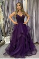 Long Beaded Purple Tulle Prom Dress Formal Evening Gowns 901207 Long Beaded Purple Tulle Prom Dress Formal Evening Gowns 901207