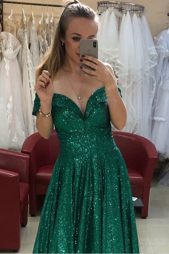 Long Green Sequin Off-the-Shoulder Prom Dress Formal Evening Gowns 901208 Long Green Sequin Off-the-Shoulder Prom Dress Formal Evening Gowns 901208