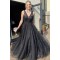 Long Black Lace and Tulle Prom Dress Formal Evening Gowns 901217