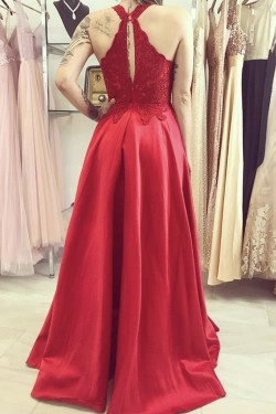 Long Red Lace Prom Dress Formal Evening Gowns 901218