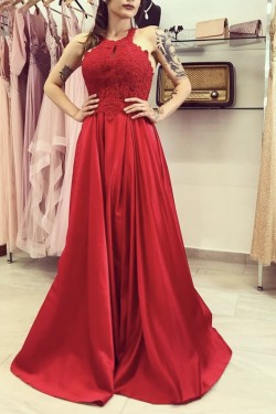 Long Red Lace Prom Dress Formal Evening Gowns 901218