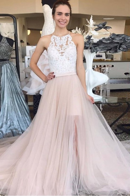 A-Line Lace and Tulle Long Prom Dress Formal Evening Gowns 901221 A-Line Lace and Tulle Long Prom Dress Formal Evening Gowns 901221