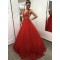 Long Red Lace and Tulle Prom Dress Formal Evening Gowns 901226