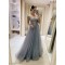 A-Line Lace and Tulle Long Prom Dress Formal Evening Gowns 901230