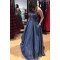 A-Line Long Blue Lace Sparkle Prom Dress Formal Evening Gowns 901231