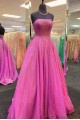 A-Line Strapless Sequin Tulle Prom Dress Formal Evening Gowns 901237