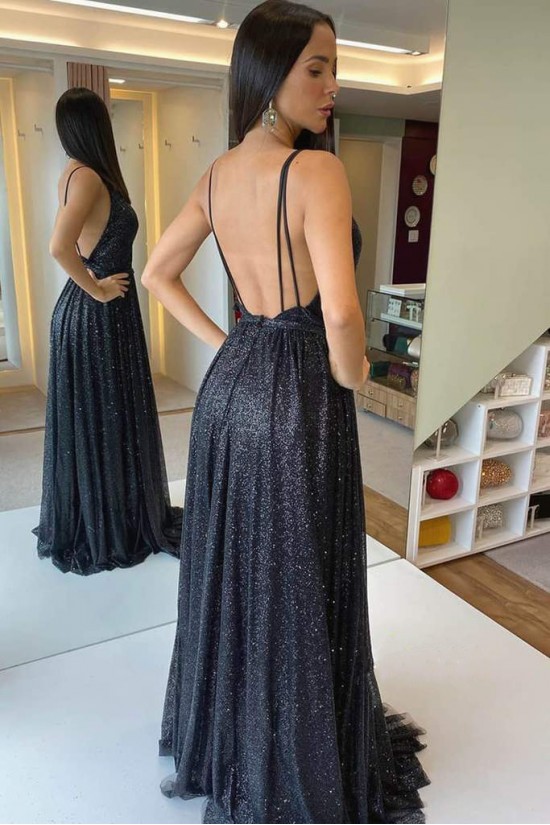 Long Black Sequin Tulle Prom Dress Formal Evening Gowns 901239 Long Black Sequin Tulle Prom Dress Formal Evening Gowns 901239