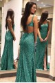 Elegant Long Green Sequin Prom Dress Formal Evening Gowns 901242