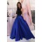 A-Line Long Royal Blue Prom Dress Formal Evening Gowns with Black Lace 901245