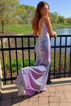 Elegant Mermaid Lace Spaghetti Straps Prom Dress Formal Evening Gowns 901247