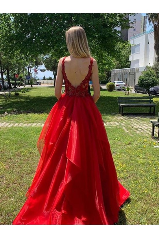 Long Red Lace Prom Dress Formal Evening Gowns 901256 Long Red Lace Prom Dress Formal Evening Gowns 901256