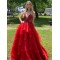Long Red Lace Prom Dress Formal Evening Gowns 901256
