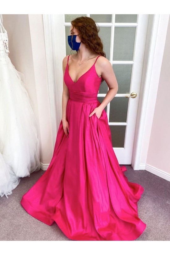 A-Line Long Satin V Neck Prom Dress Formal Evening Gowns 901262 A-Line Long Satin V Neck Prom Dress Formal Evening Gowns 901262