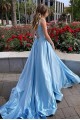 Long Blue Satin Prom Dress Formal Evening Gowns 901265 Long Blue Satin Prom Dress Formal Evening Gowns 901265
