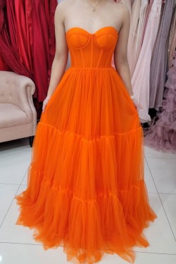 A-Line Sweetheart Tulle Prom Dresses Formal Evening Gowns 901266
