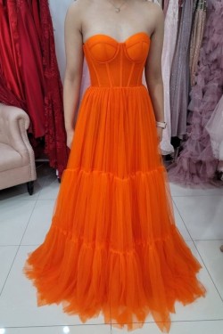 A-Line Sweetheart Tulle Prom Dresses Formal Evening Gowns 901266