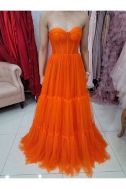 A-Line Sweetheart Tulle Prom Dresses Formal Evening Gowns 901266