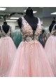 A-Line Long Pink Lace and Tulle Prom Dress Formal Evening Gowns 901267 A-Line Long Pink Lace and Tulle Prom Dress Formal Evening Gowns 901267