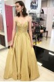 A-Line Gold Sparkle Lace Prom Dress Formal Evening Gowns 901268 A-Line Gold Sparkle Lace Prom Dress Formal Evening Gowns 901268