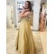 A-Line Gold Sparkle Lace Prom Dress Formal Evening Gowns 901268