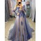 Long Blue Lace and Tulle Prom Dress Formal Evening Gowns 901269
