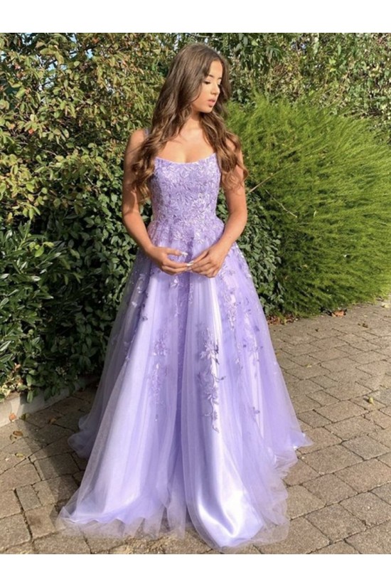 A-Line Lavender Lace and Tulle Prom Dress Formal Evening Gowns 901270 A-Line Lavender Lace and Tulle Prom Dress Formal Evening Gowns 901270