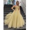 A-Line Strapless Sparkle Tulle Long Prom Dress Formal Evening Gowns 901271