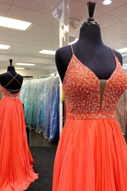 Long Beaded Chiffon Prom Dress Formal Evening Gowns 901272