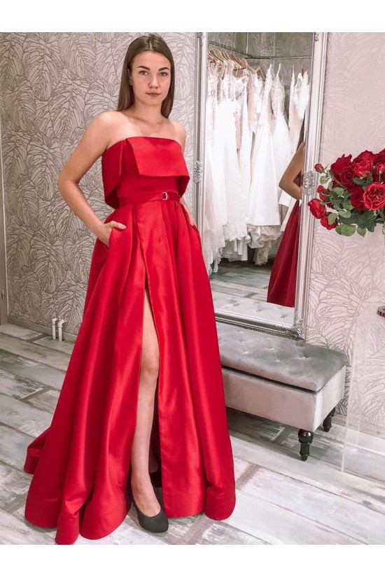 A-Line Strapless Long Red Prom Dress Formal Evening Gowns 901276 A-Line Strapless Long Red Prom Dress Formal Evening Gowns 901276
