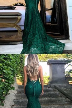 Mermaid Long Green Lace Prom Dress Formal Evening Gowns 901277