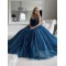 Long Blue Sparke Tulle Long Prom Dress Formal Evening Gowns 901280