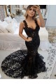 Long Black Mermaid Lace Prom Dress Formal Evening Gowns 901282 Long Black Mermaid Lace Prom Dress Formal Evening Gowns 901282