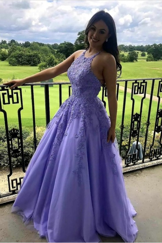 A-Line Lavender Lace Long Prom Dress Formal Evening Gowns 901283 A-Line Lavender Lace Long Prom Dress Formal Evening Gowns 901283