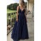 Long Navy Blue Lace Sequin Tulle Prom Dress Formal Evening Gowns 901288
