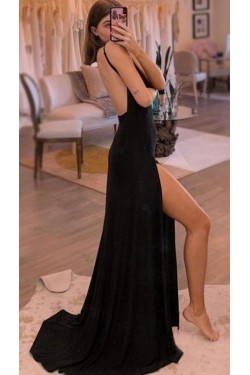 Long Black V Neck Prom Dress Formal Evening Gowns 901289