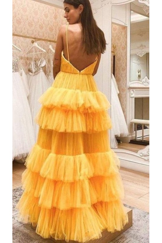 Long Yellow Spaghetti Straps Long Prom Dress Formal Evening Gowns 901290 Long Yellow Spaghetti Straps Long Prom Dress Formal Evening Gowns 901290