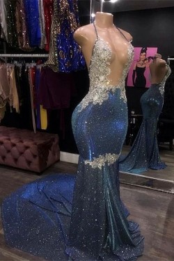 Mermaid Sparkle Long Lace Prom Dress Formal Evening Gowns 901291