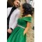A-Line Long Green Off the Shoulder Beaded Prom Dress Formal Evening Gowns 901295