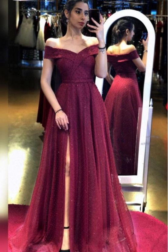 A-Line Off the Shoulder Long Prom Dress Formal Evening Gowns 901298 A-Line Off the Shoulder Long Prom Dress Formal Evening Gowns 901298