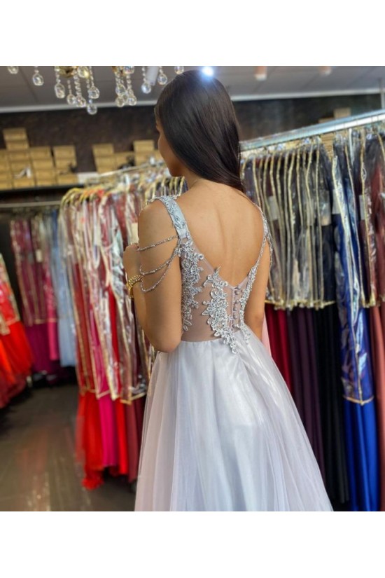 A-Line Lace and Tulle Long Prom Dress Formal Evening Gowns 901299 A-Line Lace and Tulle Long Prom Dress Formal Evening Gowns 901299